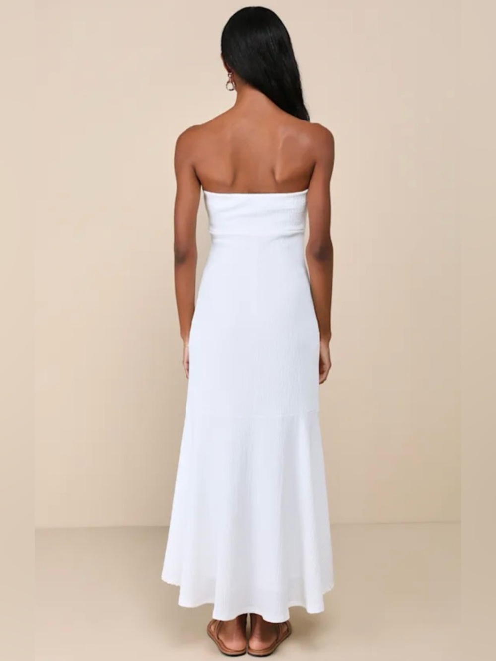 Lulus Darling Ways White Textured Strapless Midi Dress XS NWT - Picture 3 of 6